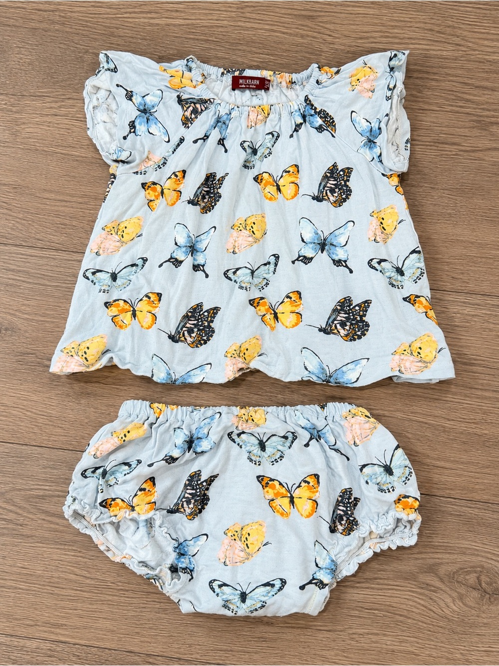Milkbarn Light Blue Butterfly Bloom Diaper Cover Set 6-12 months
